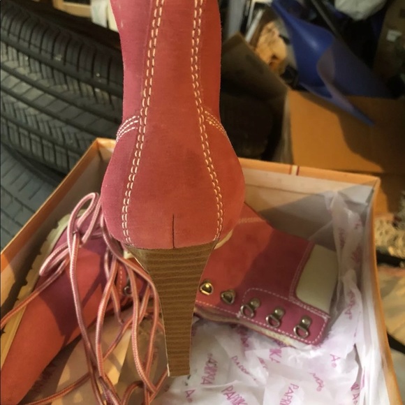 Ladies Pink Cow Suede Booties - Picture 3 of 5